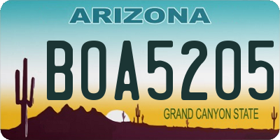 AZ license plate BOA5205