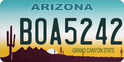 AZ license plate BOA5242