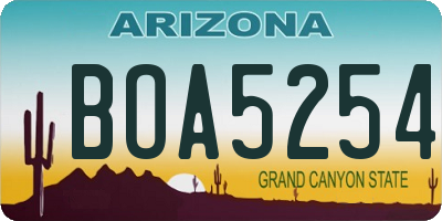 AZ license plate BOA5254