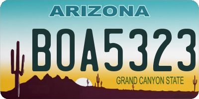 AZ license plate BOA5323