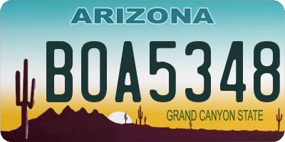 AZ license plate BOA5348