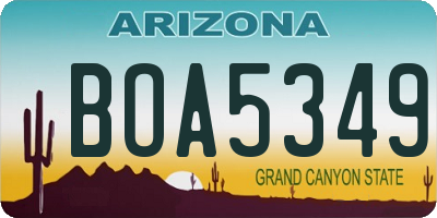 AZ license plate BOA5349