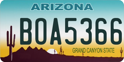 AZ license plate BOA5366