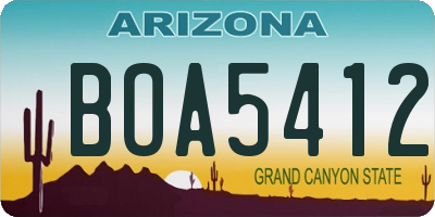 AZ license plate BOA5412