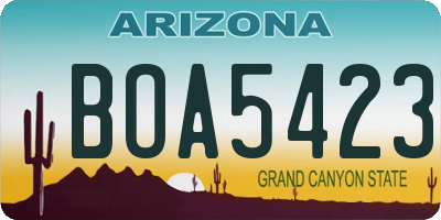 AZ license plate BOA5423