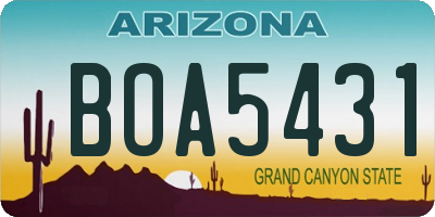 AZ license plate BOA5431