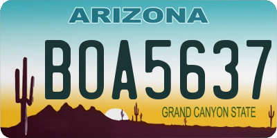 AZ license plate BOA5637