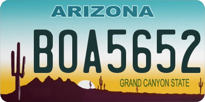 AZ license plate BOA5652