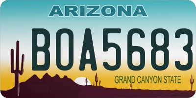 AZ license plate BOA5683