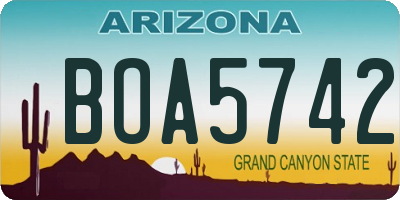 AZ license plate BOA5742