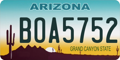 AZ license plate BOA5752