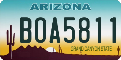 AZ license plate BOA5811