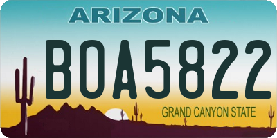 AZ license plate BOA5822