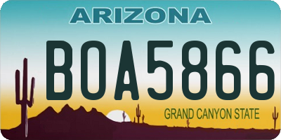 AZ license plate BOA5866