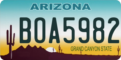 AZ license plate BOA5982