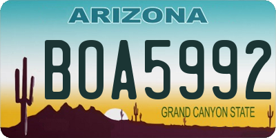 AZ license plate BOA5992