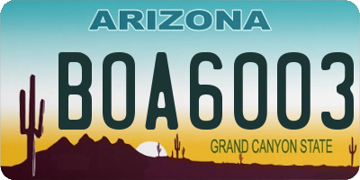 AZ license plate BOA6003