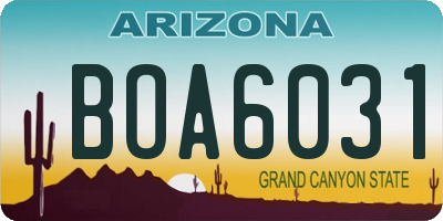 AZ license plate BOA6031