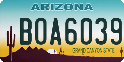 AZ license plate BOA6039