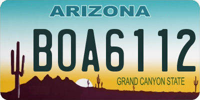 AZ license plate BOA6112