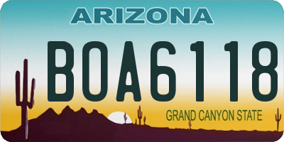 AZ license plate BOA6118