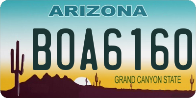 AZ license plate BOA6160