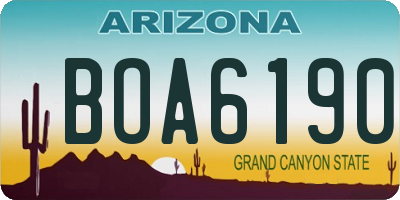 AZ license plate BOA6190