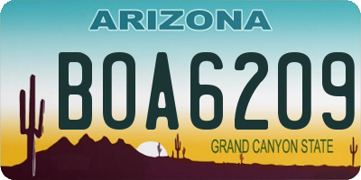 AZ license plate BOA6209