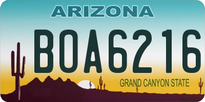 AZ license plate BOA6216