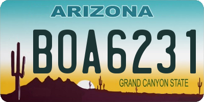 AZ license plate BOA6231