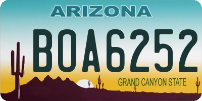 AZ license plate BOA6252