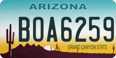 AZ license plate BOA6259