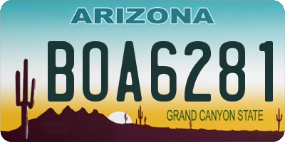 AZ license plate BOA6281