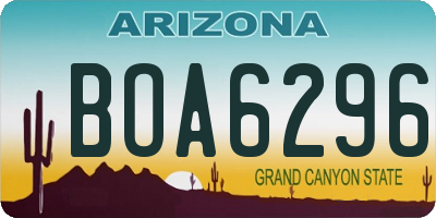 AZ license plate BOA6296