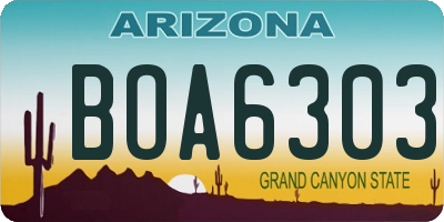 AZ license plate BOA6303
