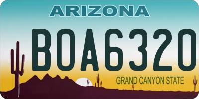 AZ license plate BOA6320