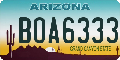 AZ license plate BOA6333