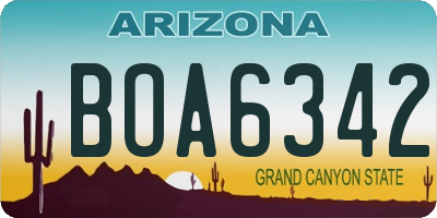 AZ license plate BOA6342