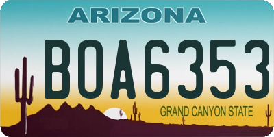 AZ license plate BOA6353