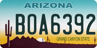 AZ license plate BOA6392