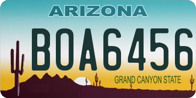 AZ license plate BOA6456