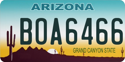 AZ license plate BOA6466
