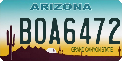 AZ license plate BOA6472