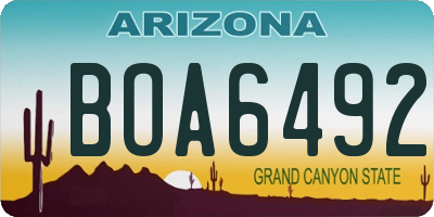AZ license plate BOA6492