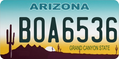 AZ license plate BOA6536