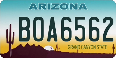AZ license plate BOA6562