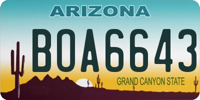 AZ license plate BOA6643