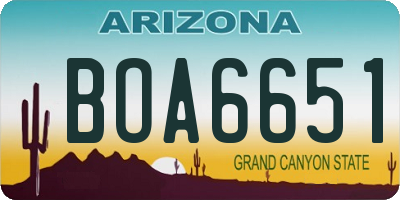 AZ license plate BOA6651