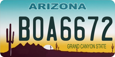 AZ license plate BOA6672