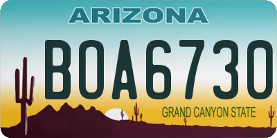 AZ license plate BOA6730
